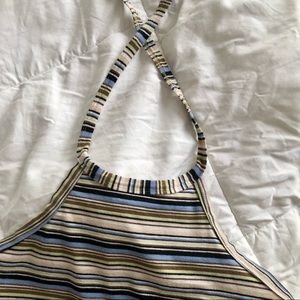Vintage Striped Cropped Halter Shirt